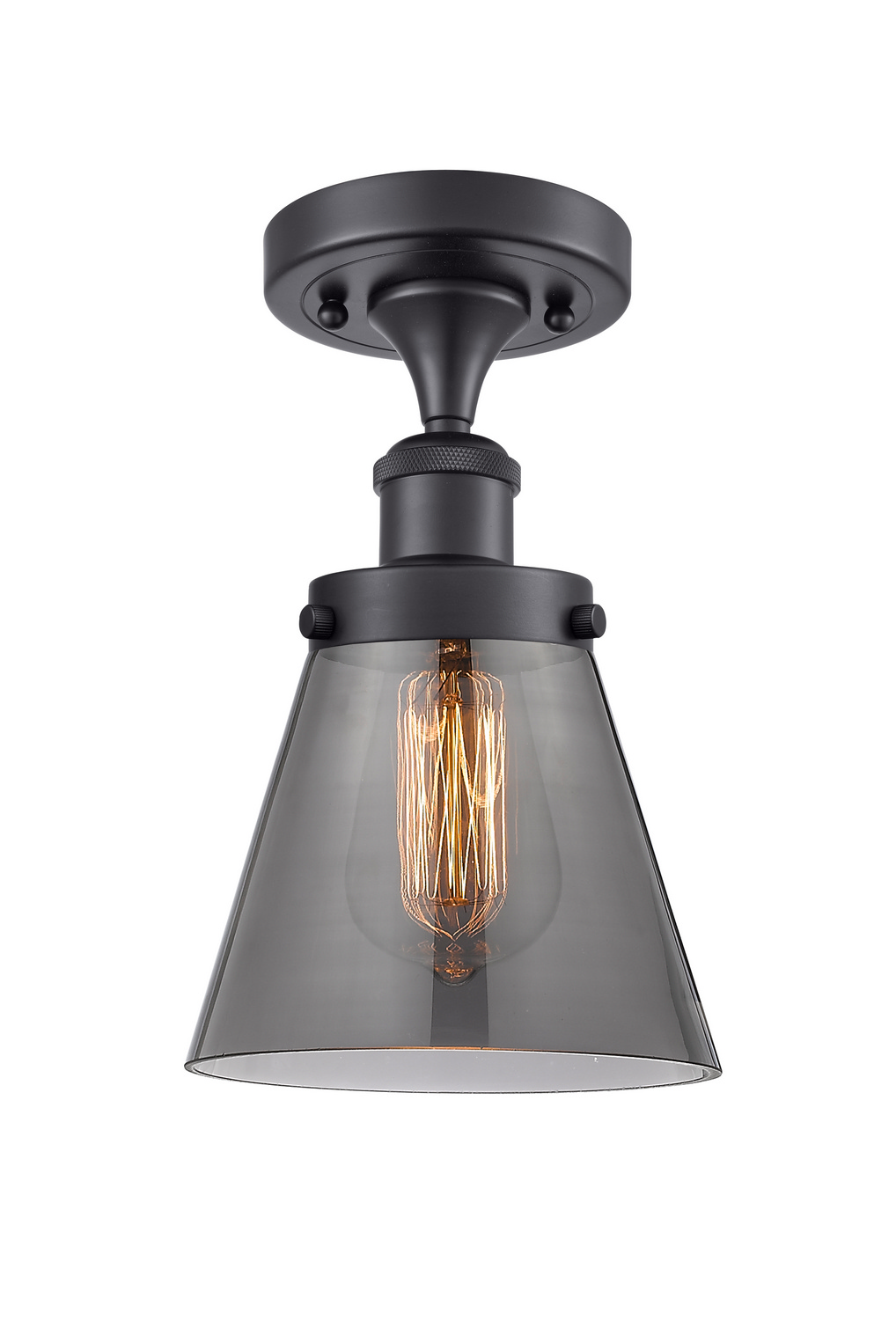 One Light Semi-Flush Mount by Innovations - Ballston Urban Collection, Matte Black Finish - 916-1C-BK-G63