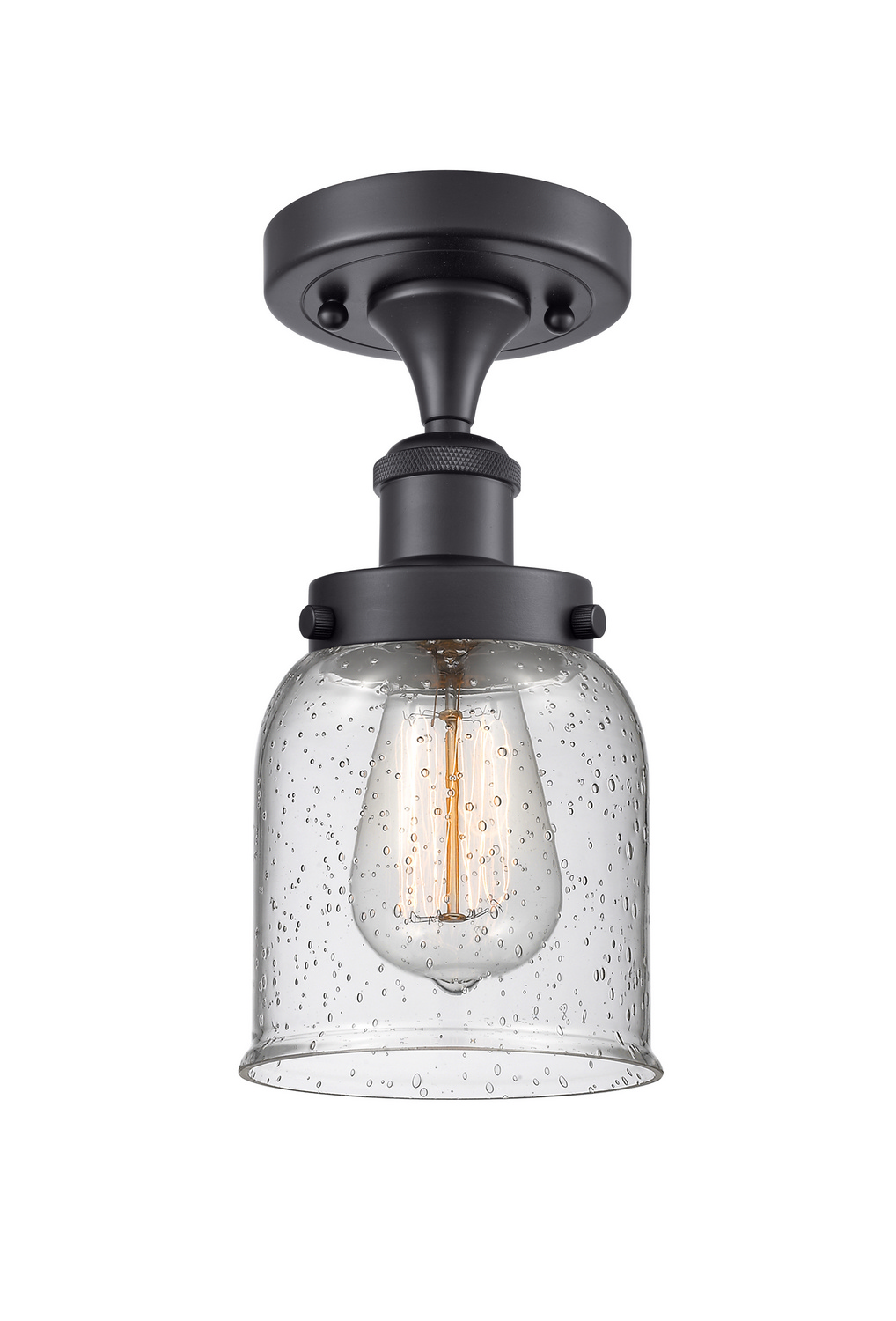 One Light Semi-Flush Mount by Innovations - Ballston Urban Collection, Matte Black Finish - 916-1C-BK-G54