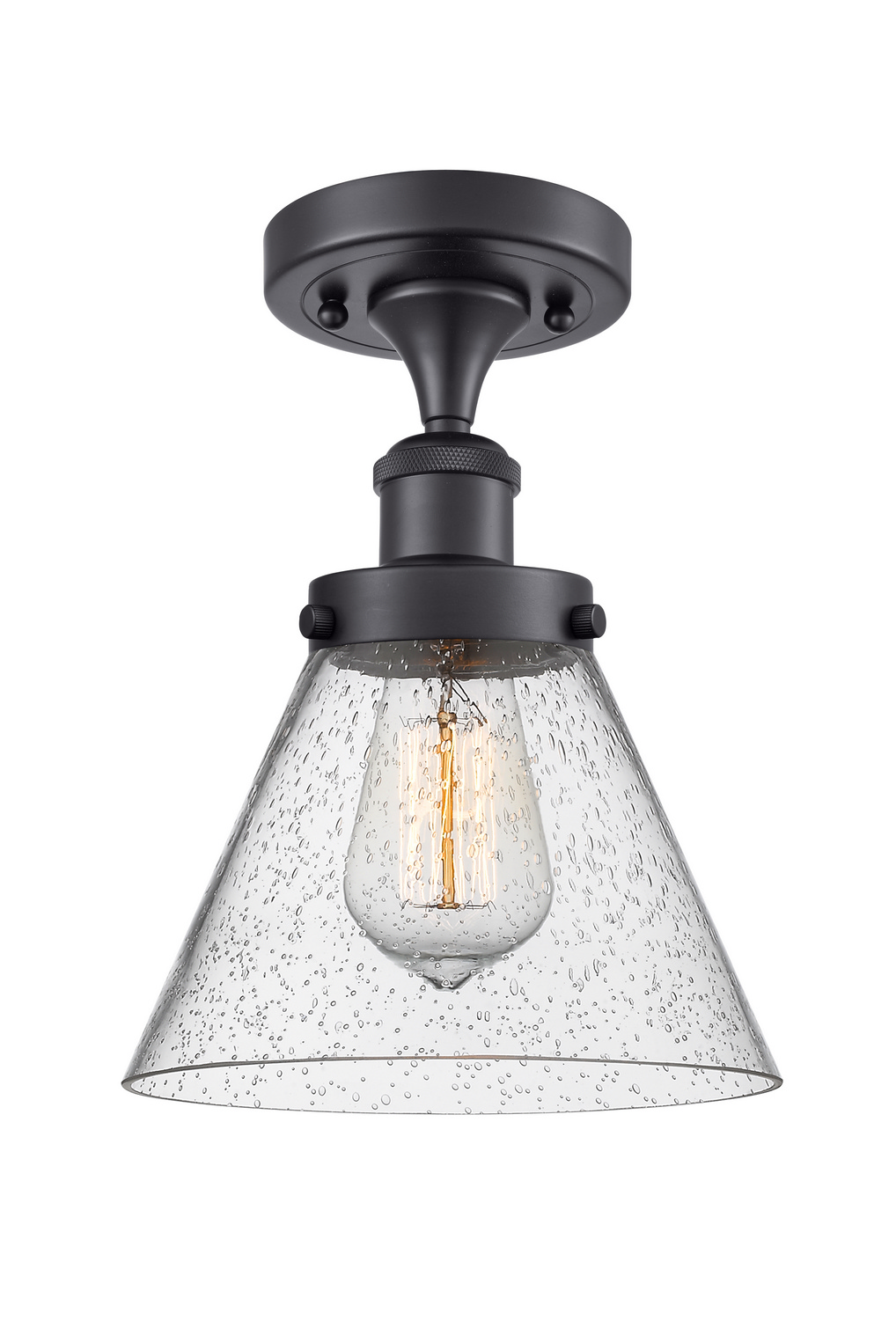 LED Semi-Flush Mount by Innovations - Ballston Urban Collection, Matte Black Finish - 916-1C-BK-G44-LED
