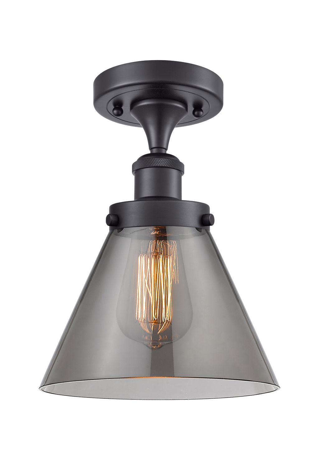 One Light Semi-Flush Mount by Innovations - Ballston Urban Collection, Matte Black Finish - 916-1C-BK-G43