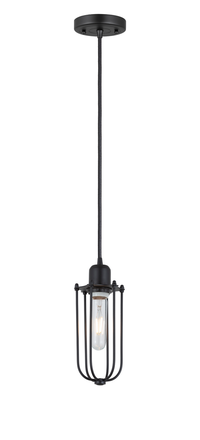 LED Mini Pendant by Innovations - Austere Collection, Matte Black Finish - 900-1P-BK-CE225-BK-LED