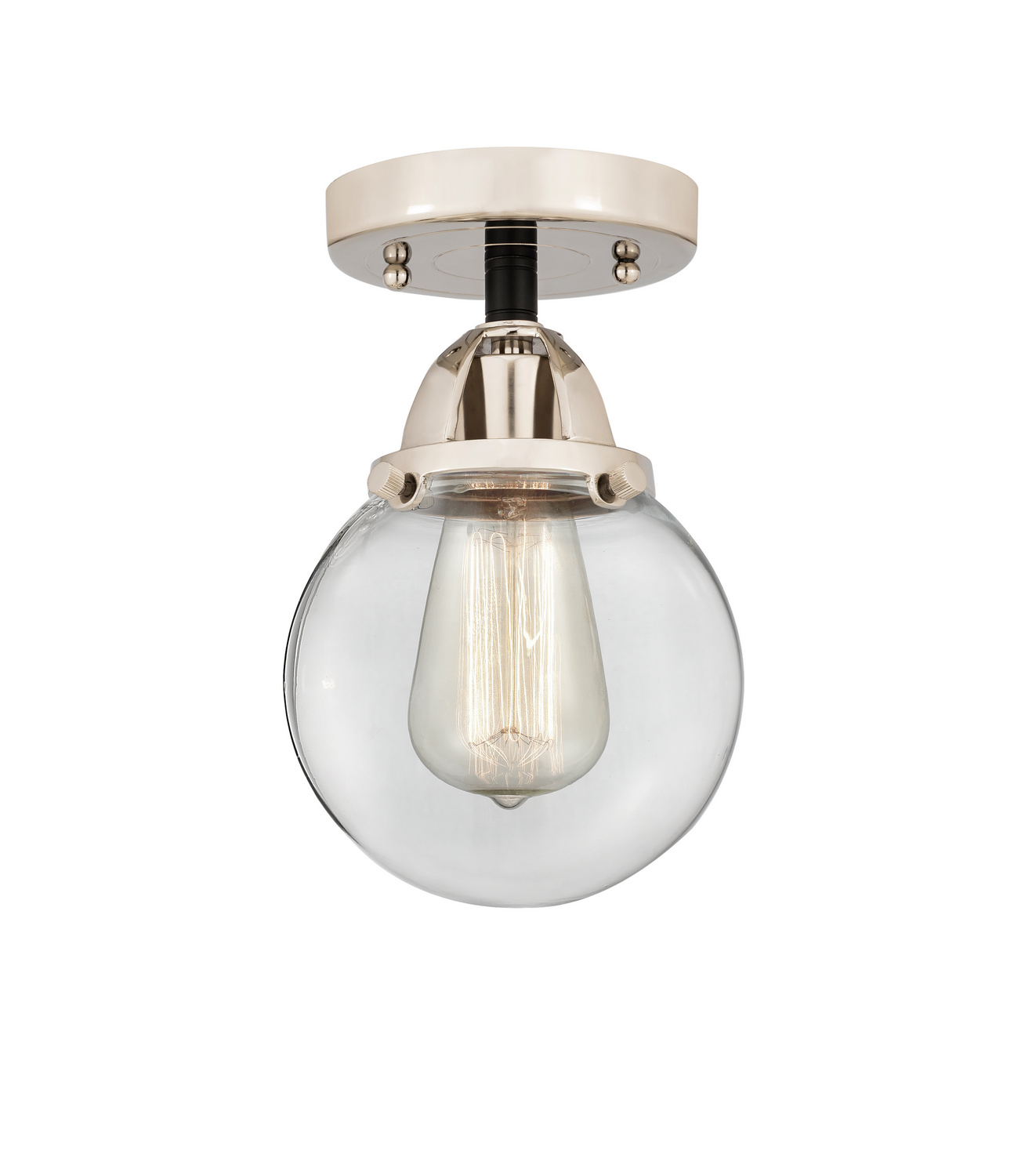 One Light Semi-Flush Mount by Innovations - Nouveau 2 Collection, Black Polished Nickel Finish - 288-1C-BPN-G202-6