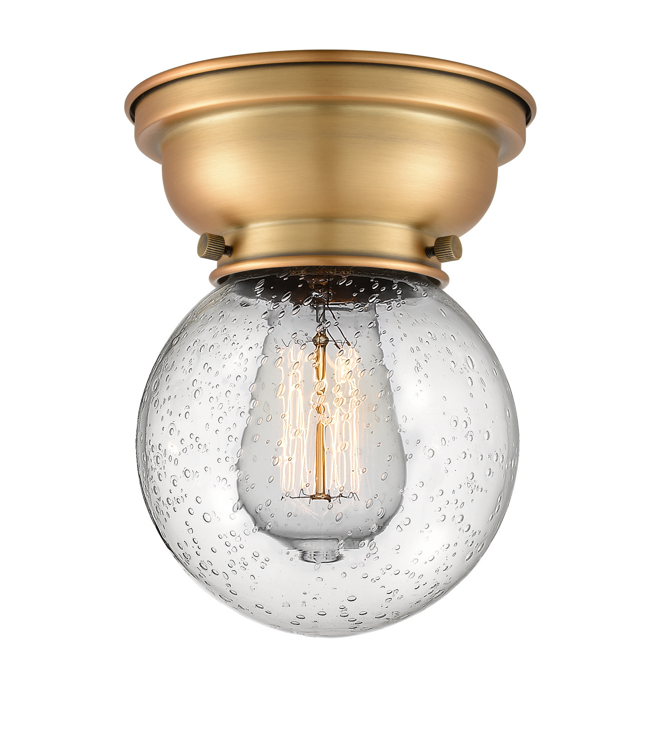 One Light Flush Mount by Innovations - Franklin Restoration Collection, Brushed Brass Finish - 623-1F-BB-G204-6