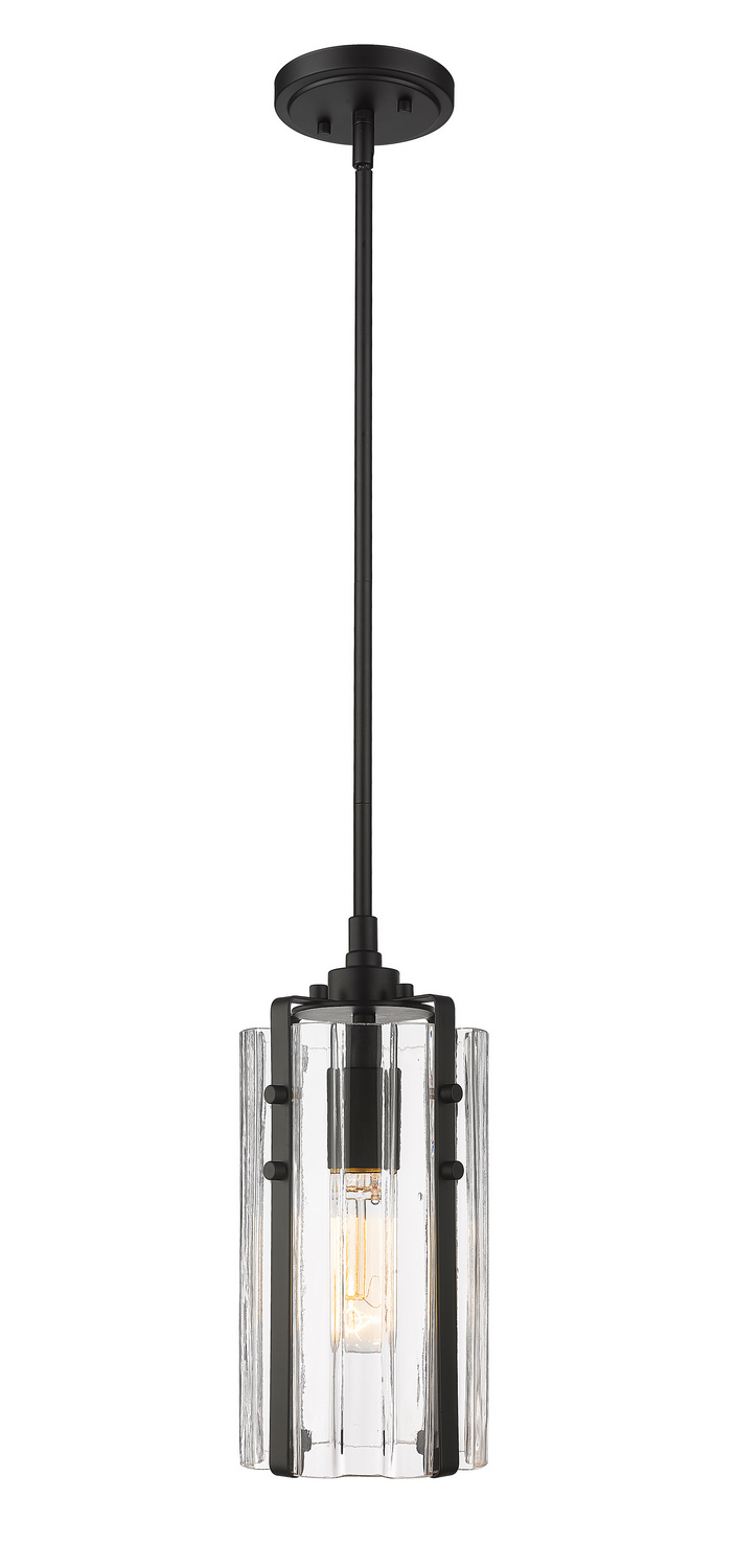 One Light Pendant by Z-Lite - Alverton Collection, Matte Black Finish - 3036MP-MB