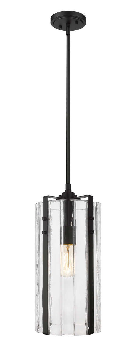 One Light Pendant by Z-Lite - Alverton Collection, Matte Black Finish - 3036P8-MB