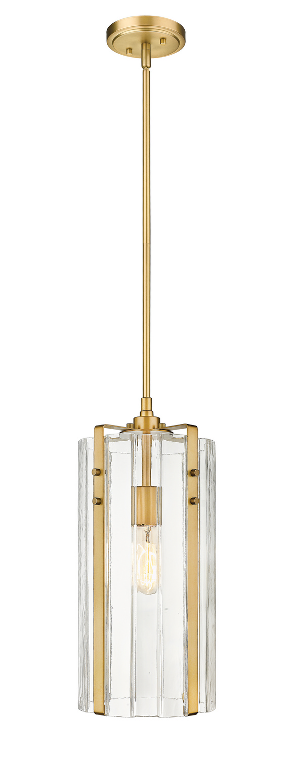 One Light Pendant by Z-Lite - Alverton Collection, Rubbed Brass Finish - 3036P8-RB
