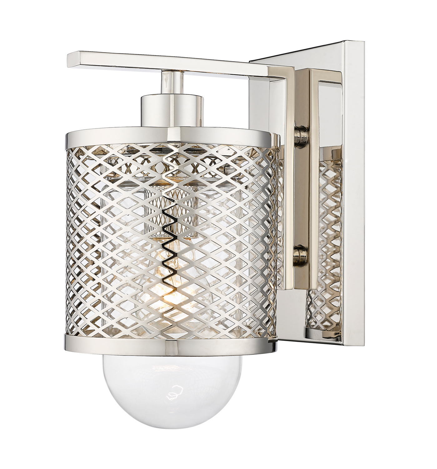 One Light Wall Sconce by Z-Lite - Kipton Collection, Polished Nickel Finish - 3037-1S-PN
