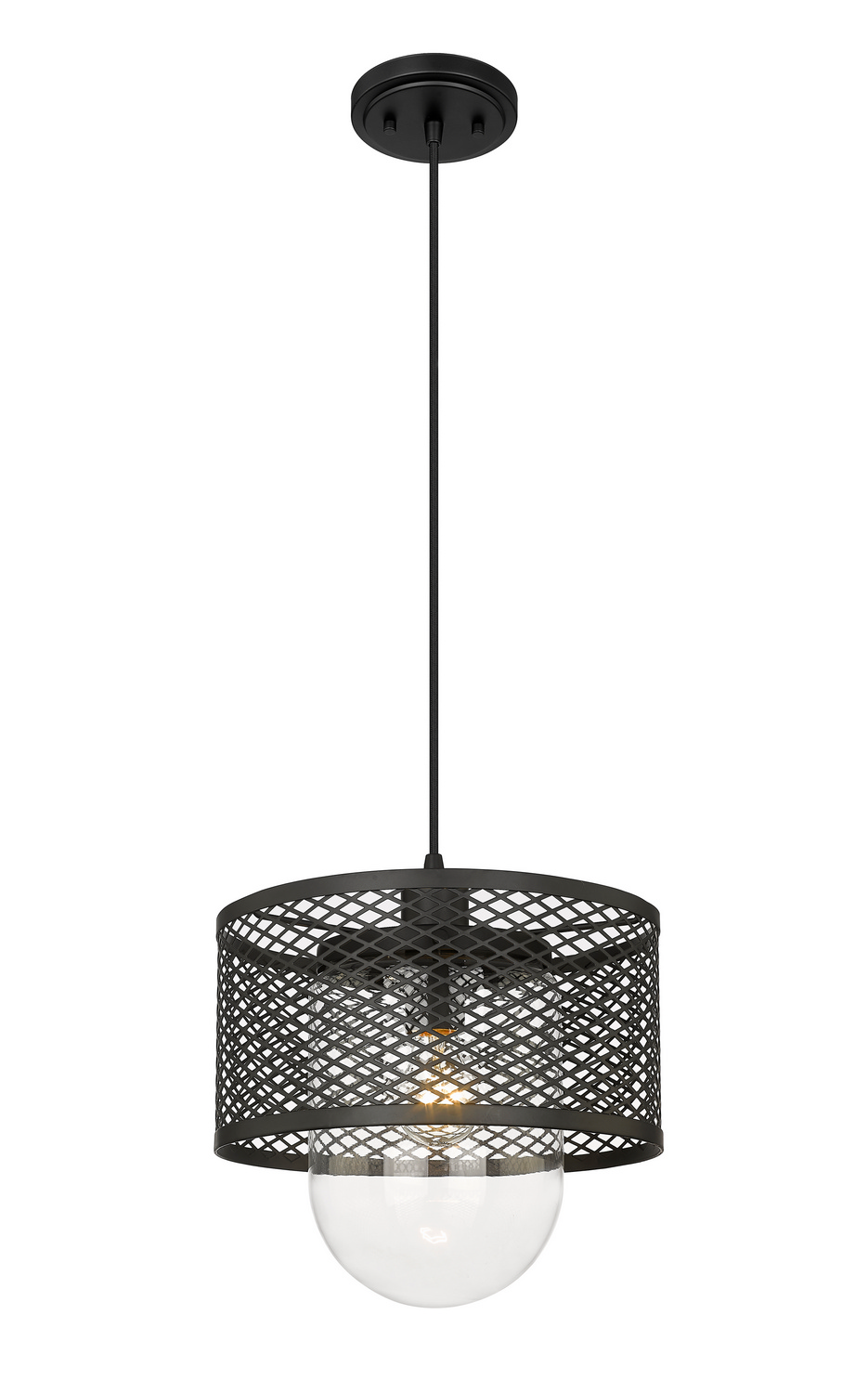 One Light Pendant by Z-Lite - Kipton Collection, Matte Black Finish - 3037P11-MB