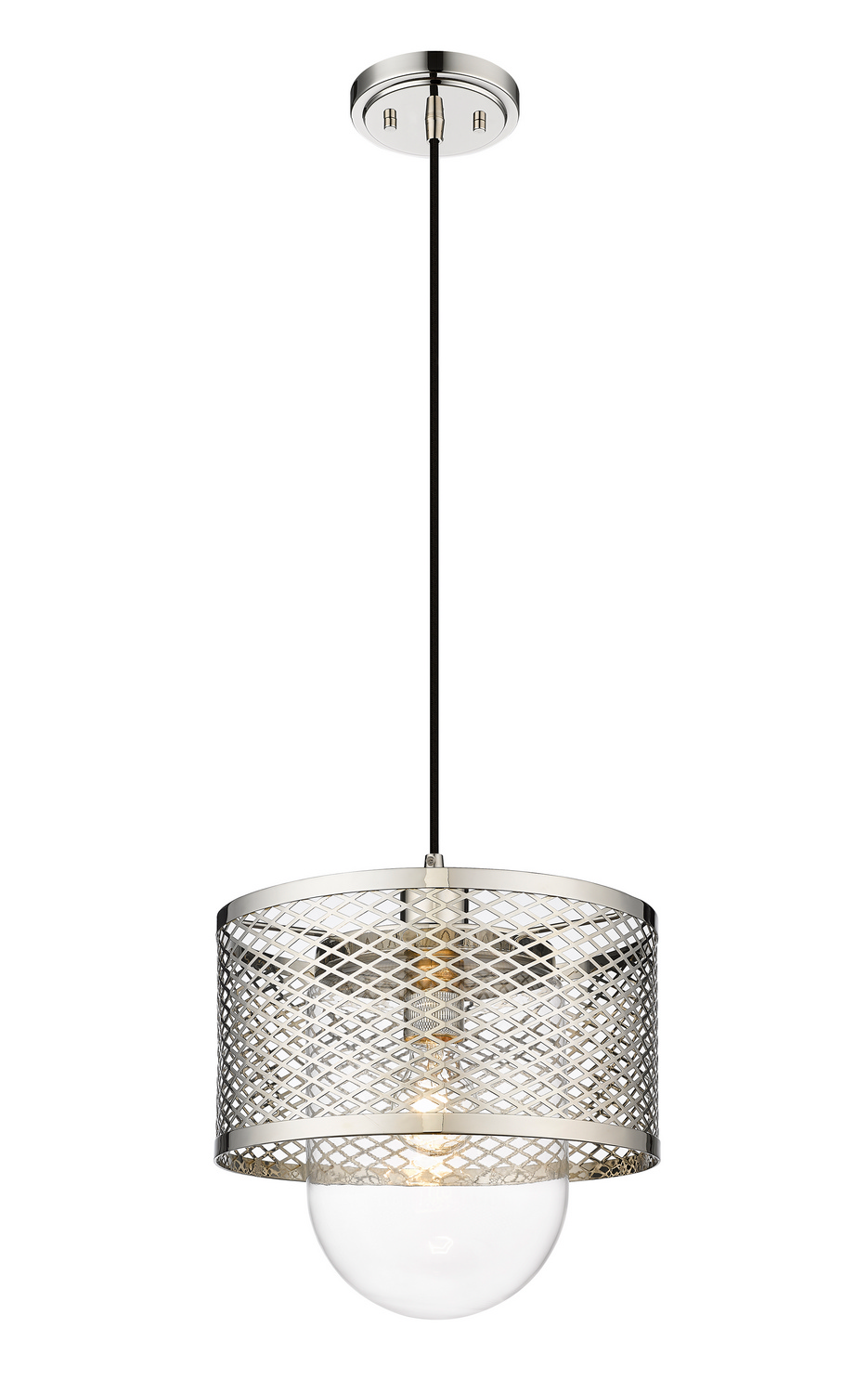 One Light Pendant by Z-Lite - Kipton Collection, Polished Nickel Finish - 3037P11-PN
