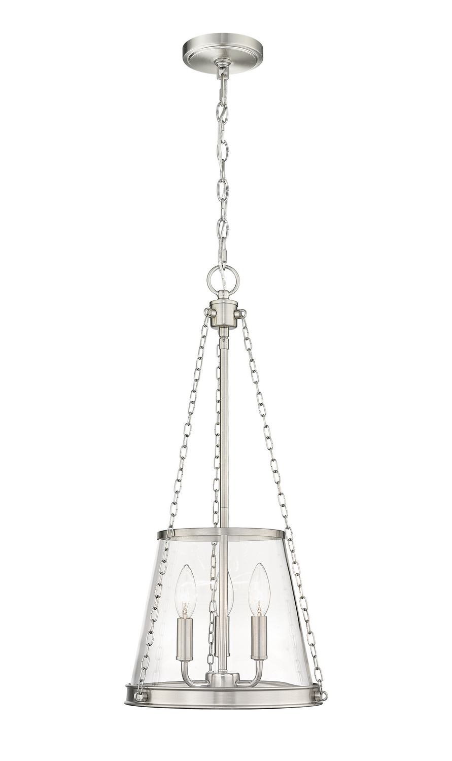 Three Light Pendant by Z-Lite - Prescott Collection, Brushed Nickel Finish - 341P12-BN