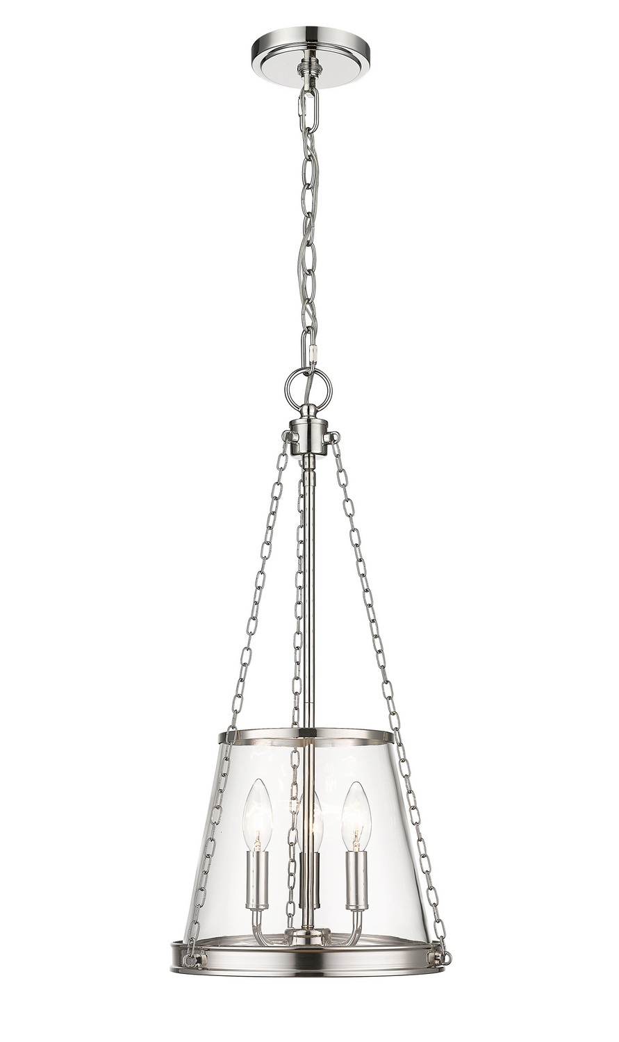 Three Light Pendant by Z-Lite - Prescott Collection, Polished Nickel Finish - 341P12-PN