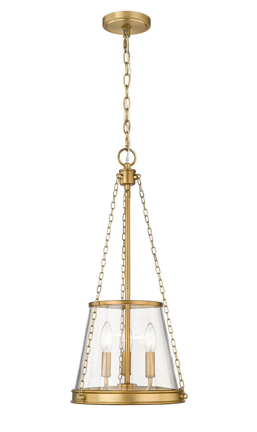 Three Light Pendant by Z-Lite - Prescott Collection, Rubbed Brass Finish - 341P12-RB