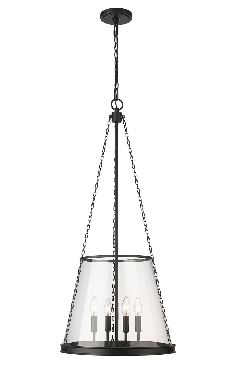 Four Light Pendant by Z-Lite - Prescott Collection, Matte Black Finish - 341P18-MB