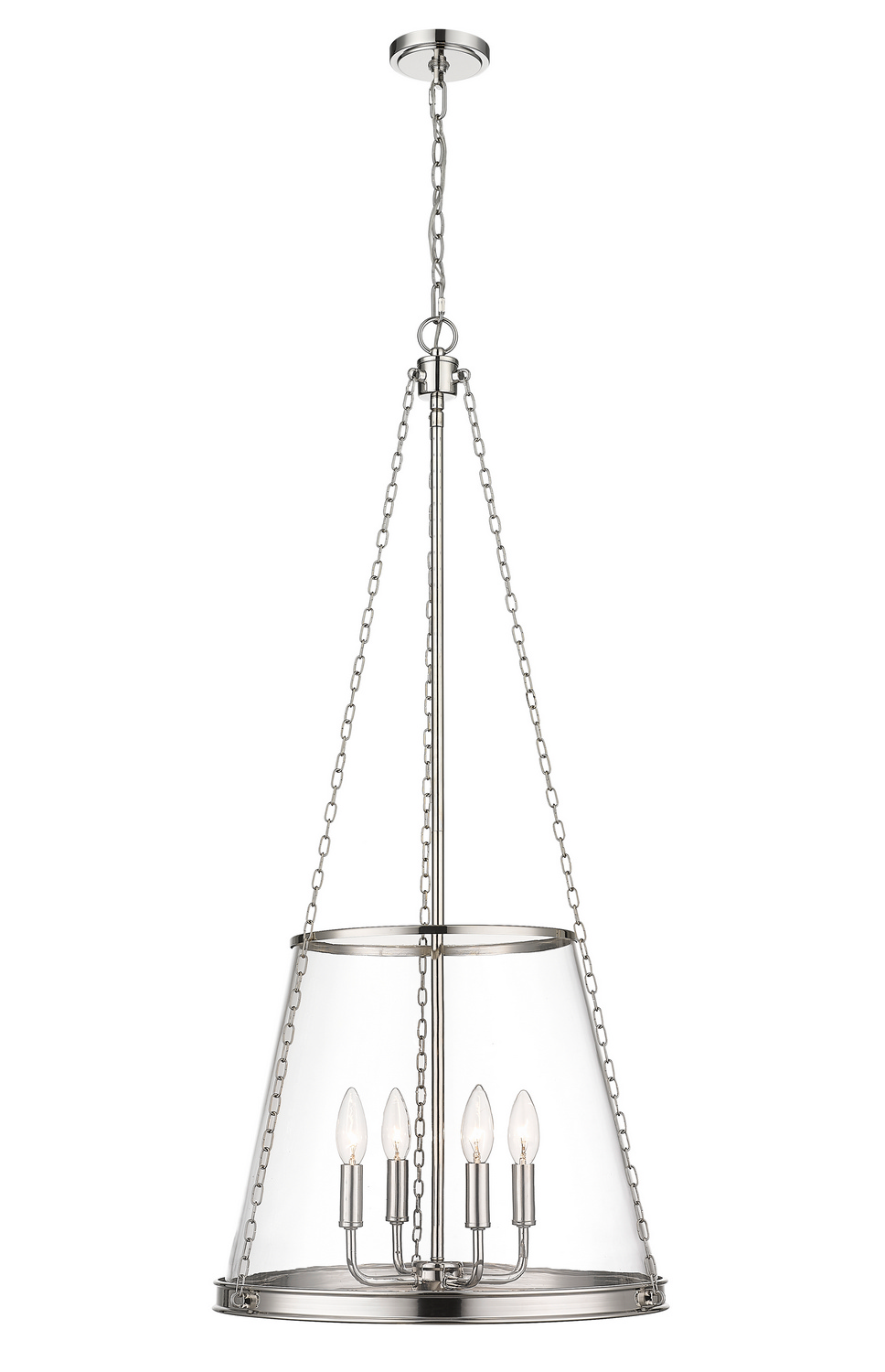 Four Light Pendant by Z-Lite - Prescott Collection, Polished Nickel Finish - 341P18-PN