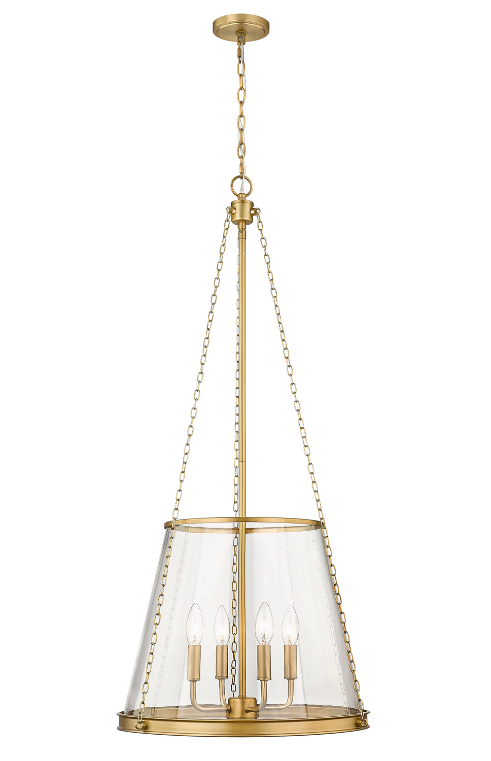 Four Light Pendant by Z-Lite - Prescott Collection, Rubbed Brass Finish - 341P18-RB