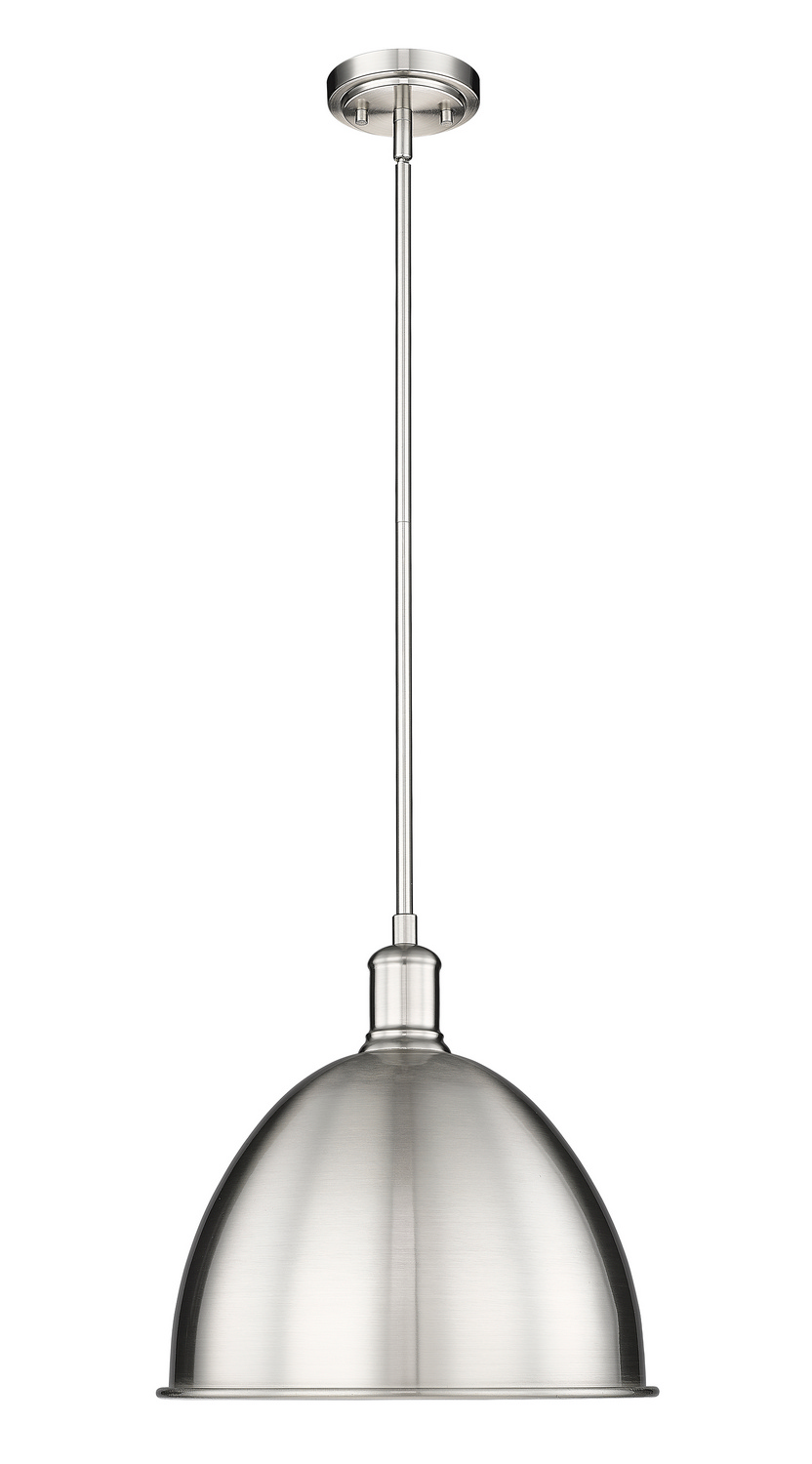 One Light Pendant by Z-Lite - Sawyer Collection, Brushed Nickel Finish - 4500P12-BN