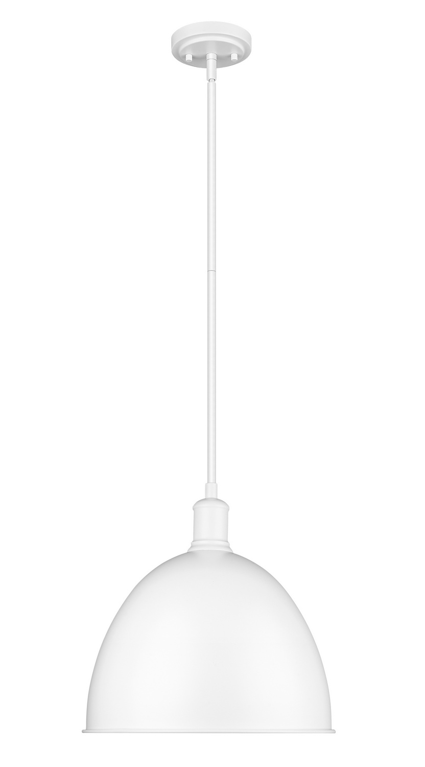 One Light Pendant by Z-Lite - Sawyer Collection, Satin White Finish - 4500P12-SW