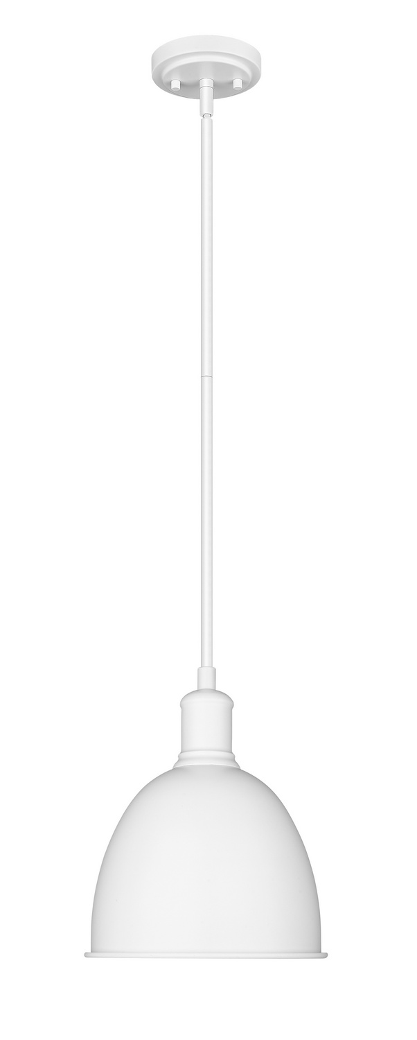 One Light Pendant by Z-Lite - Sawyer Collection, Satin White Finish - 4500P8-SW