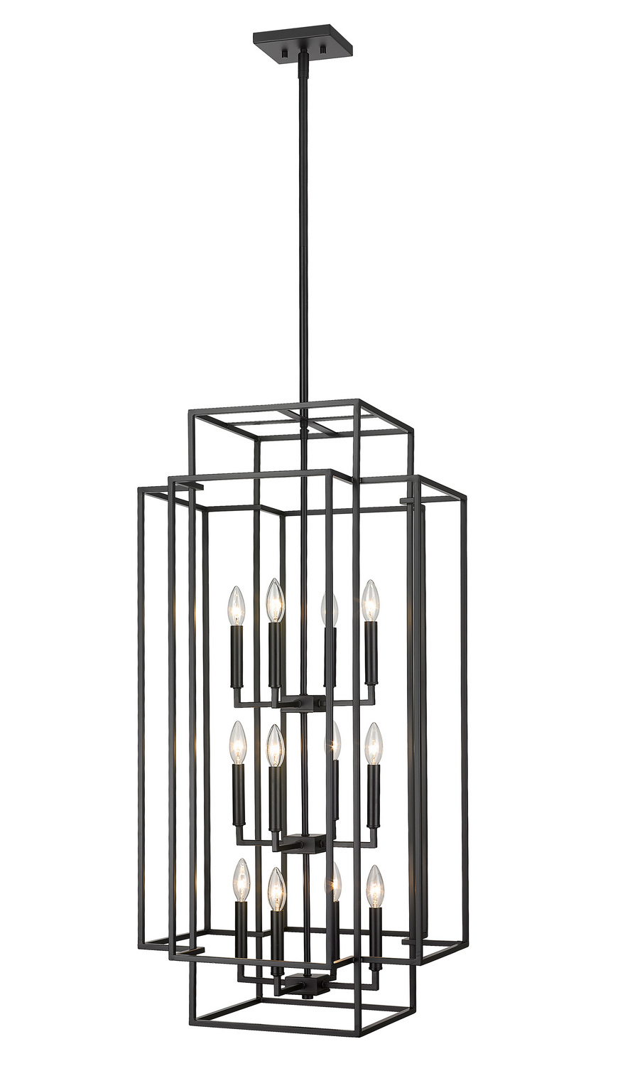 12 Light Chandelier by Z-Lite - Titania Collection, Matte Black Finish - 454-42MB