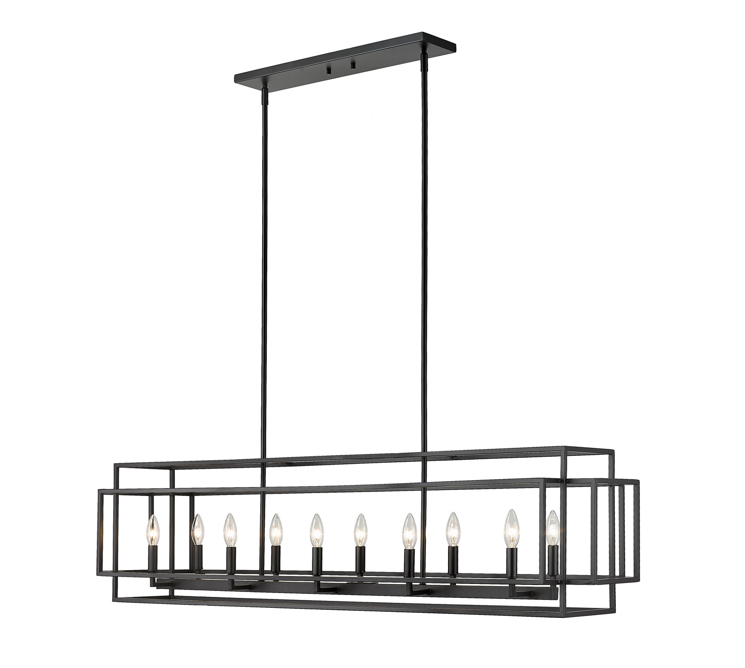Ten Light Linear Chandelier by Z-Lite - Titania Collection, Matte Black Finish - 454-54L-MB