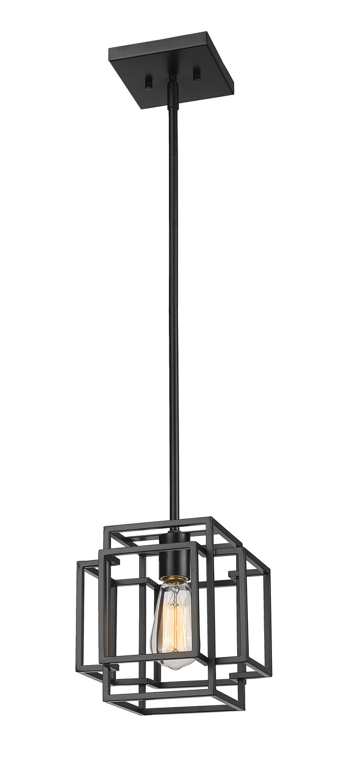 One Light Pendant by Z-Lite - Titania Collection, Matte Black Finish - 454MP-MB