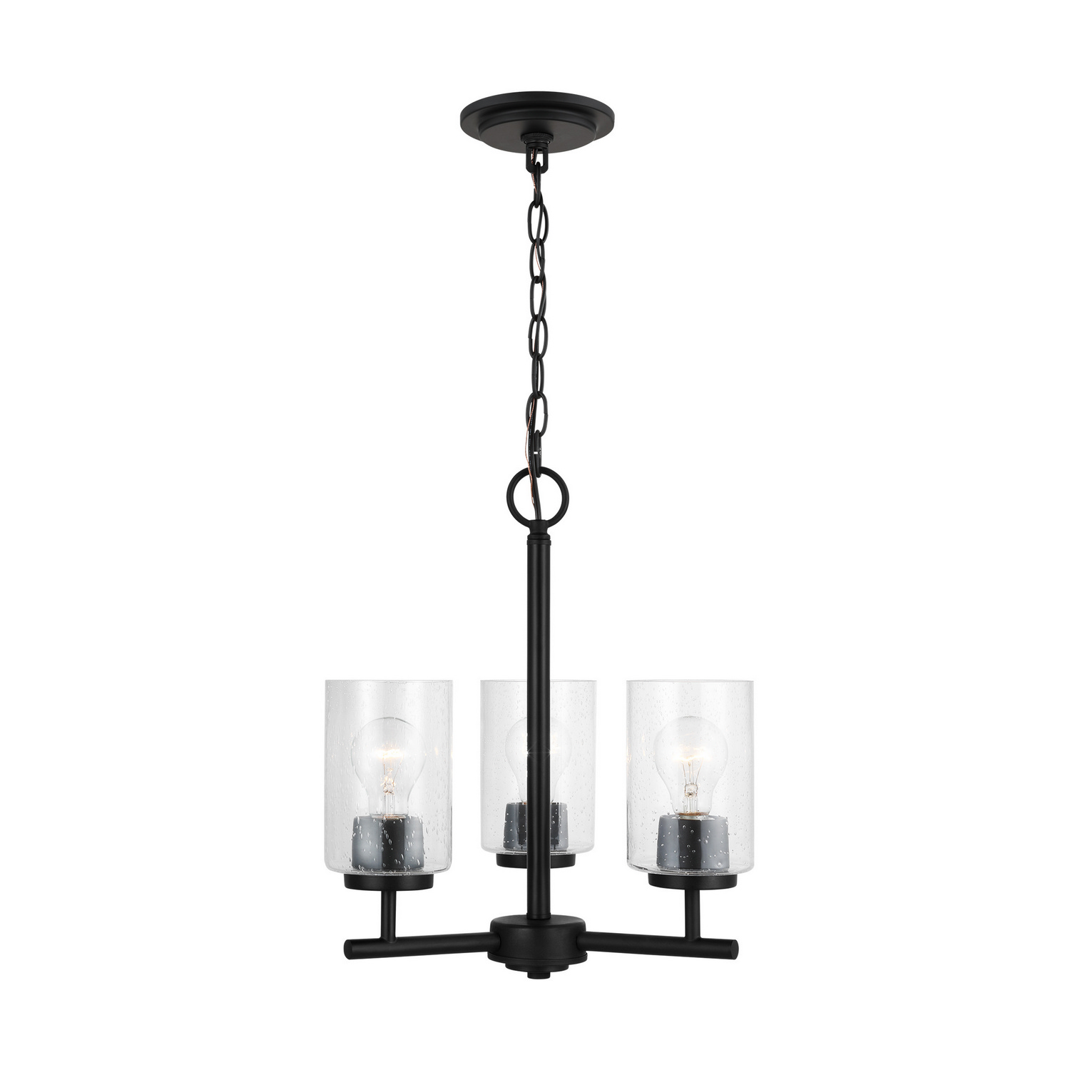 Generation Lighting. Oslo Three Light Chandelier in Midnight Black - 31170-112