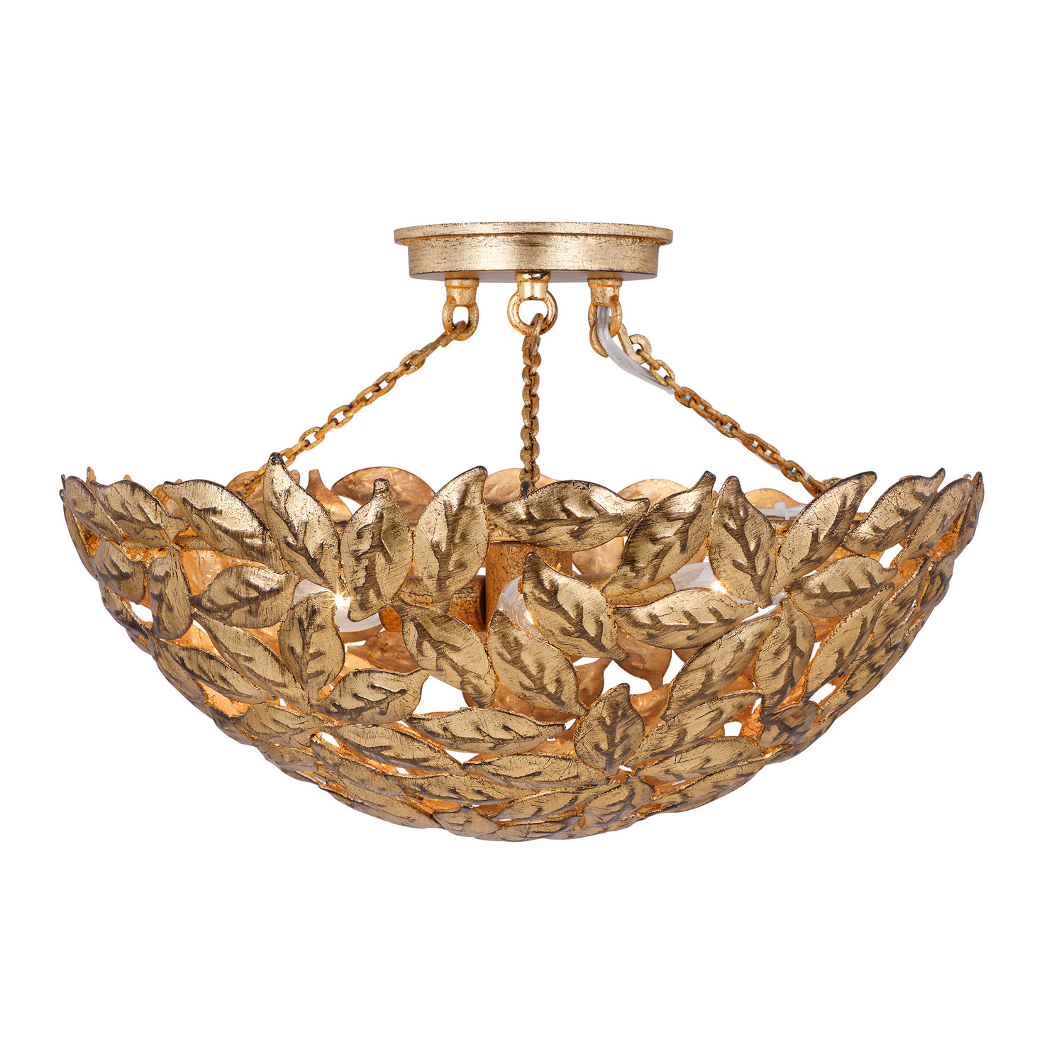Visual Comfort Studio Kelan Three Light Semi Flush Mount in Antique Gild - AF1173ADB
