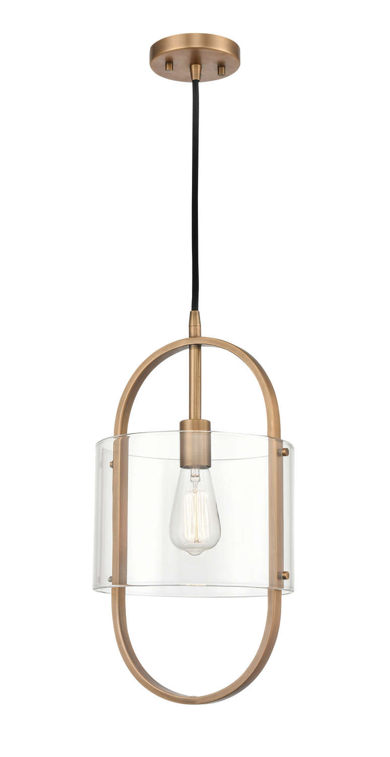 One Light Mini Pendant by Innovations - Pelham Collection, Brushed Brass Finish - 371-1P-BB-CL