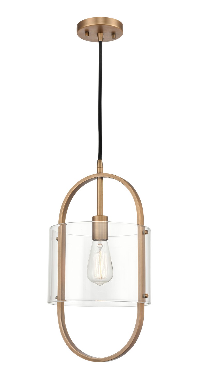 LED Mini Pendant by Innovations - Pelham Collection, Brushed Brass Finish - 371-1P-BB-CL-LED