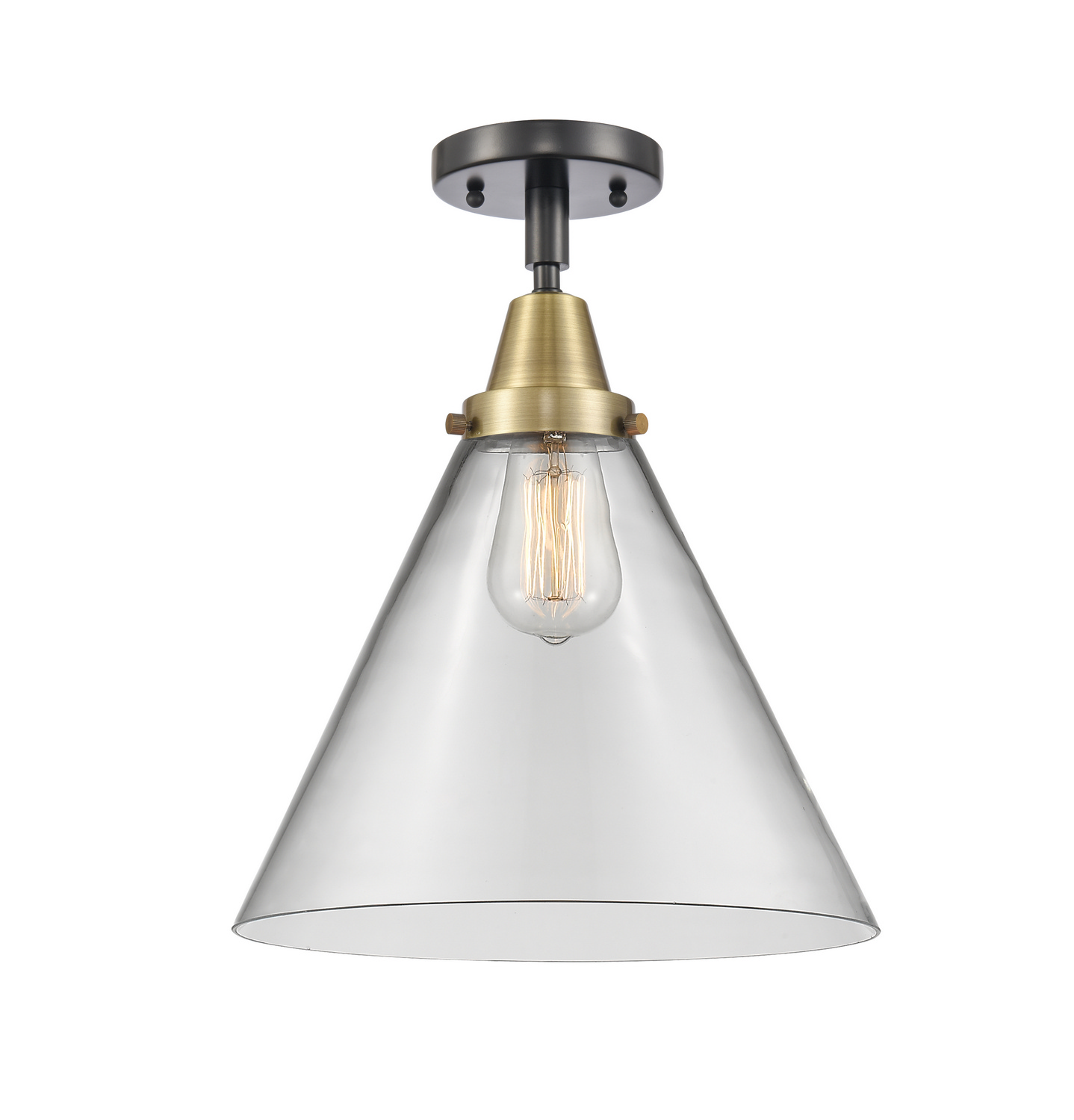 One Light Semi-Flush Mount by Innovations - Caden Collection, Black Antique Brass Finish - 447-1C-BAB-G42-L
