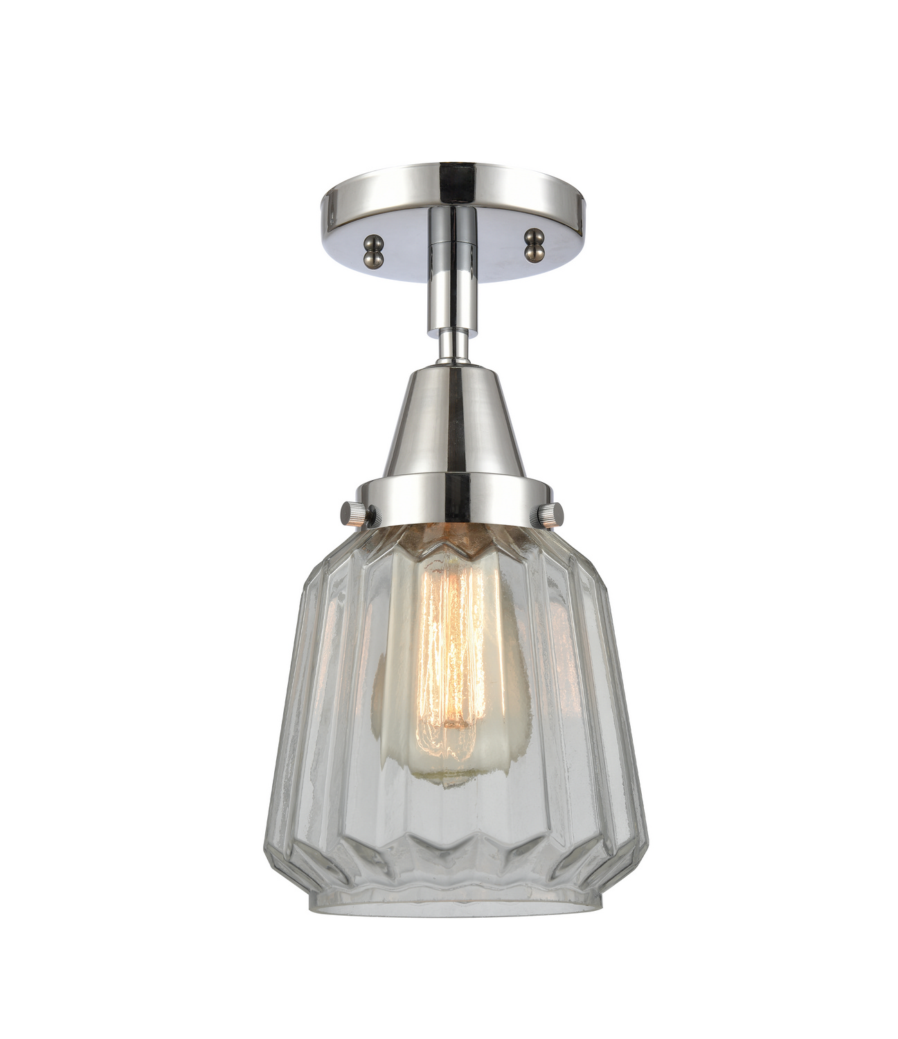LED Semi-Flush Mount by Innovations - Caden Collection, Polished Chrome Finish - 447-1C-PC-G142-LED