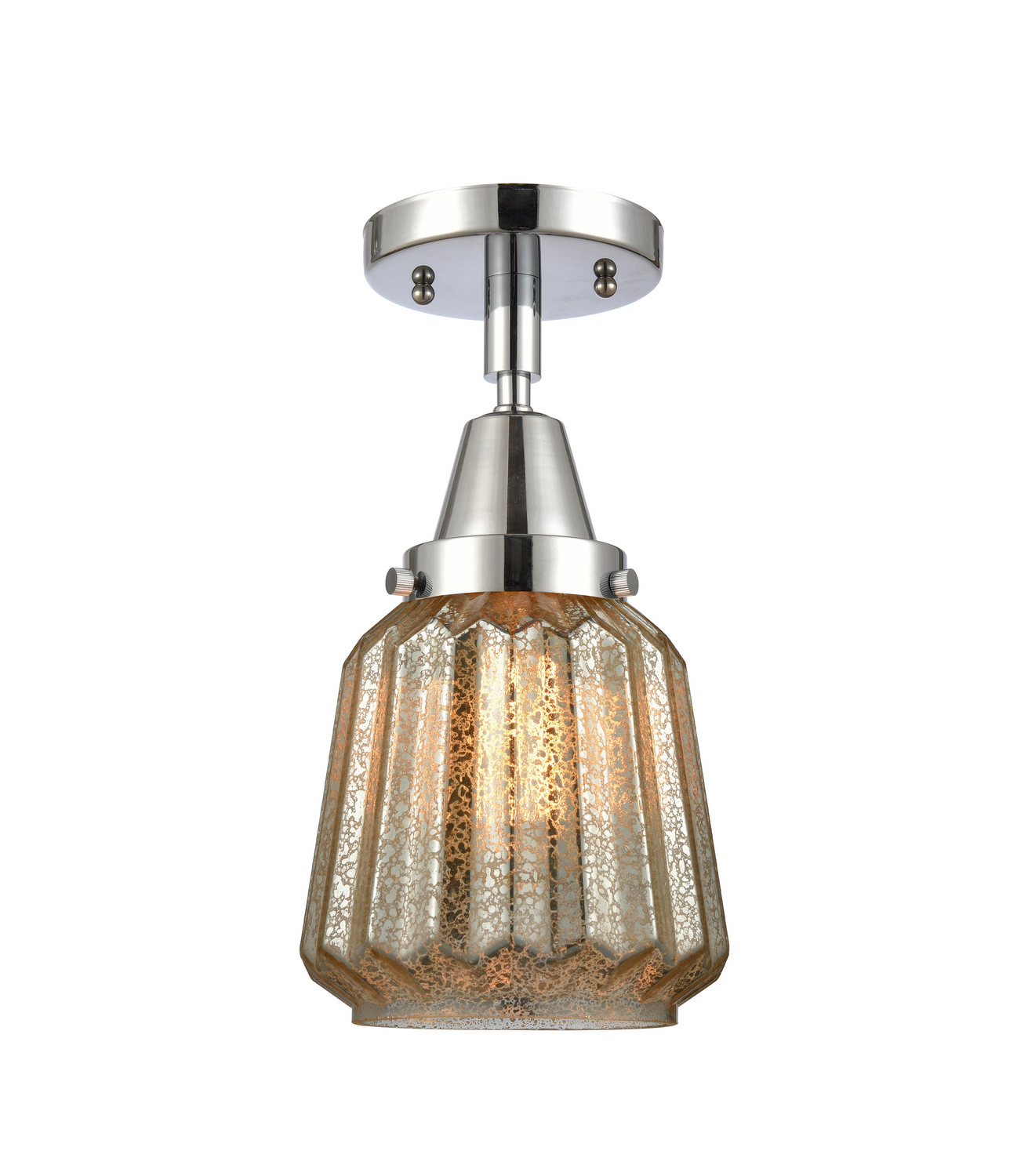 One Light Semi-Flush Mount by Innovations - Caden Collection, Polished Chrome Finish - 447-1C-PC-G146