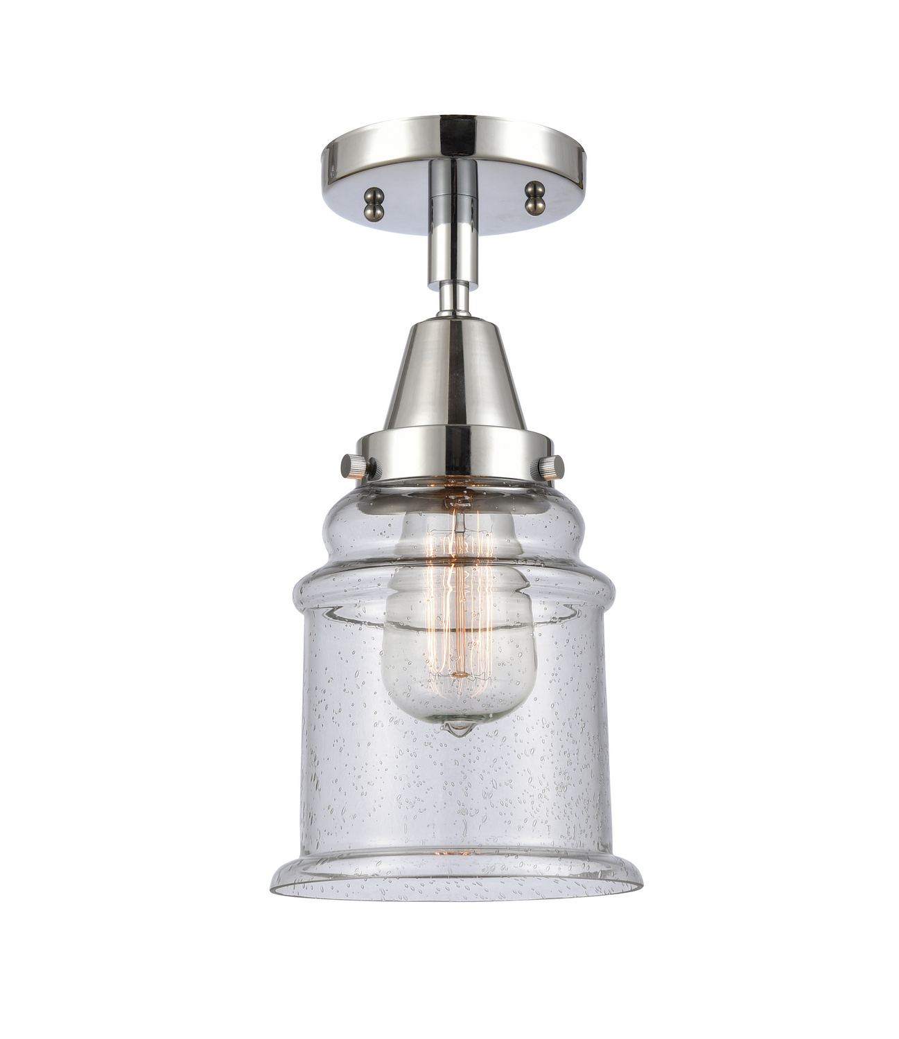 One Light Semi-Flush Mount by Innovations - Caden Collection, Polished Chrome Finish - 447-1C-PC-G184
