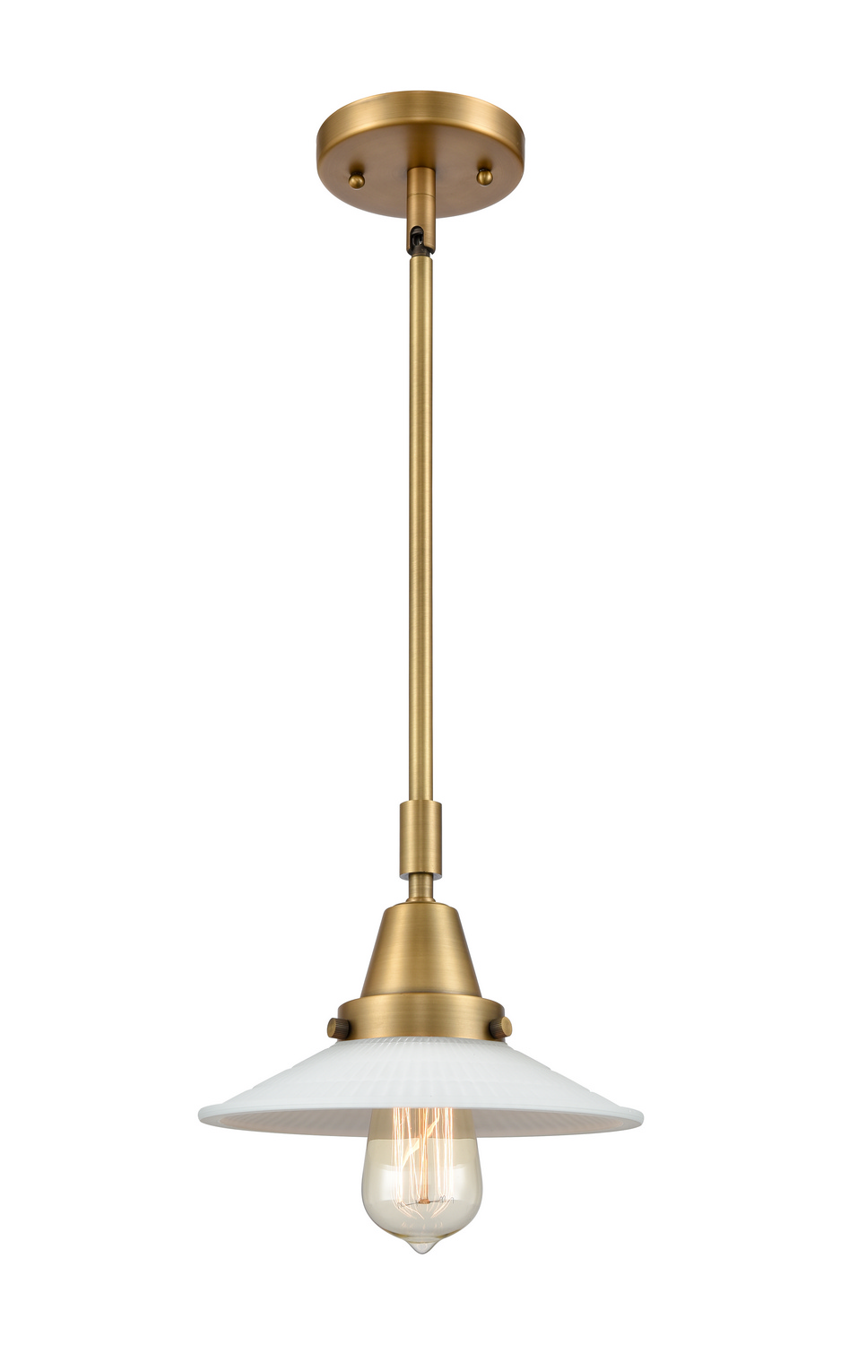 One Light Mini Pendant by Innovations - Caden Collection, Brushed Brass Finish - 447-1S-BB-G1