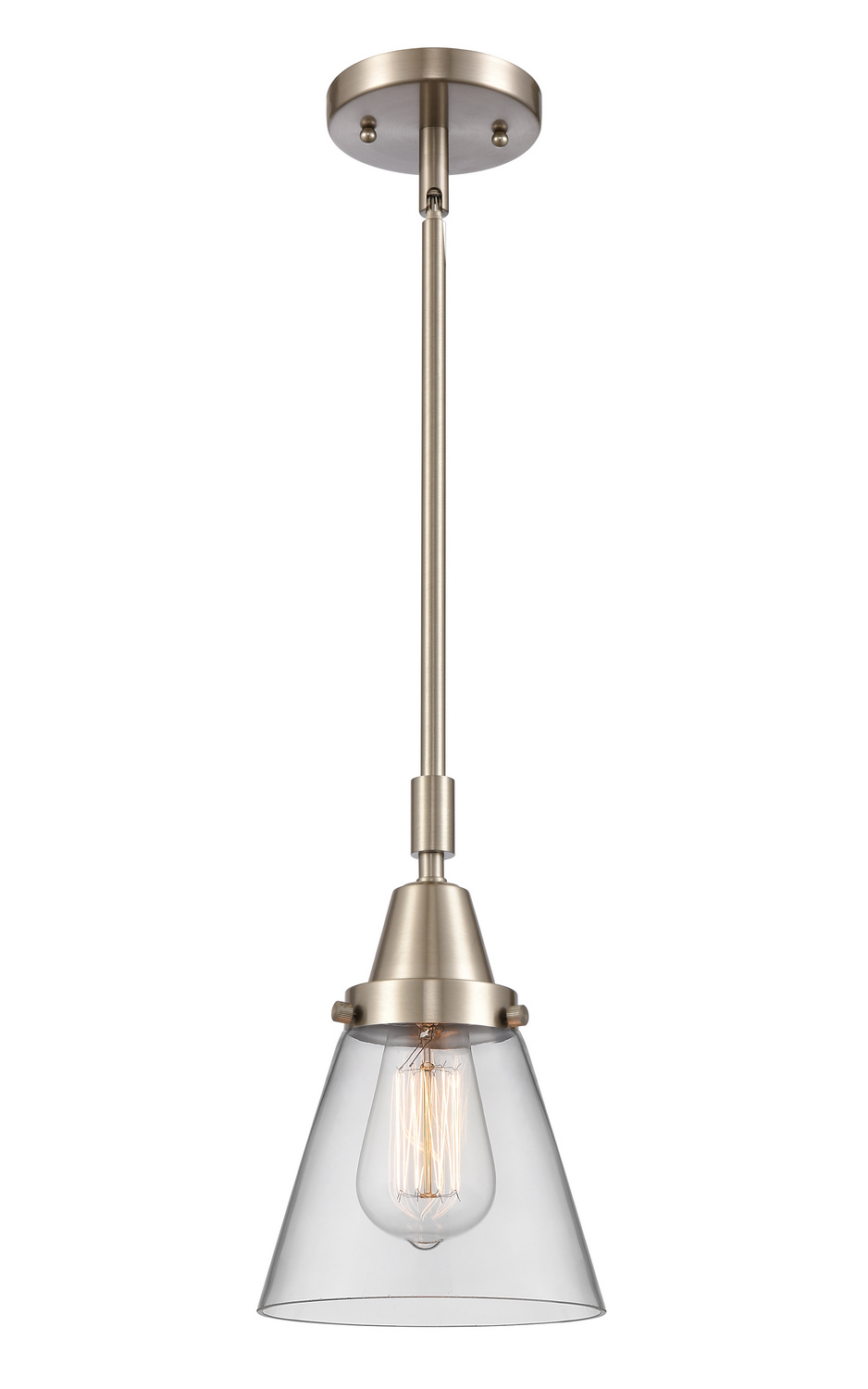 One Light Mini Pendant by Innovations - Caden Collection, Brushed Satin Nickel Finish - 447-1S-SN-G62