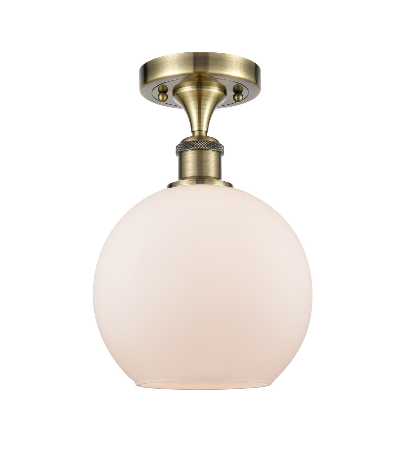One Light Semi-Flush Mount by Innovations - Ballston Collection, Antique Brass Finish - 516-1C-AB-G121-8
