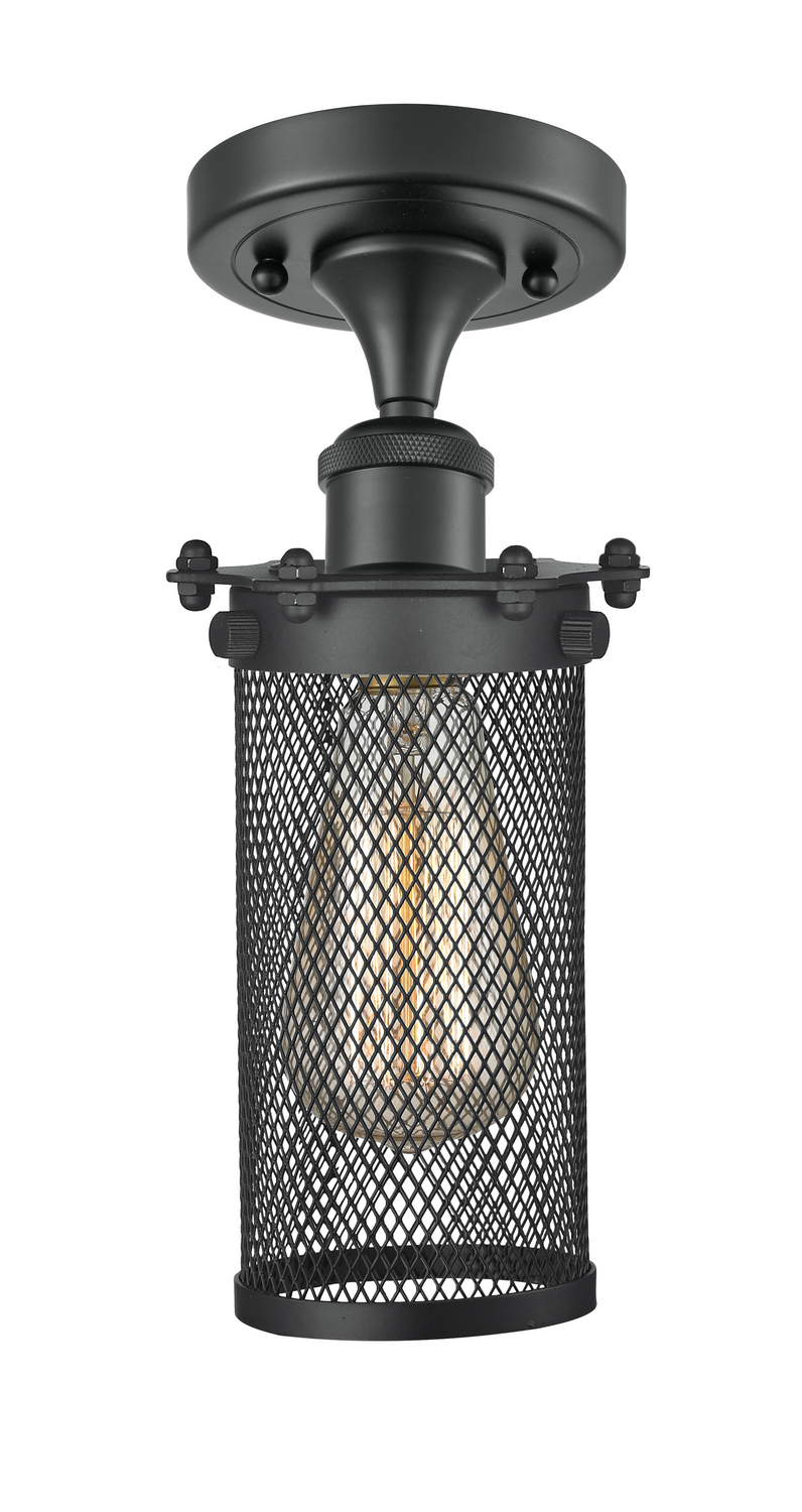 One Light Semi-Flush Mount by Innovations - Austere Collection, Matte Black Finish - 516-1C-BK-CE219