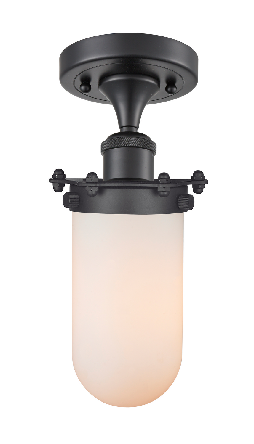 One Light Semi-Flush Mount by Innovations - Austere Collection, Matte Black Finish - 516-1C-BK-CE231-W