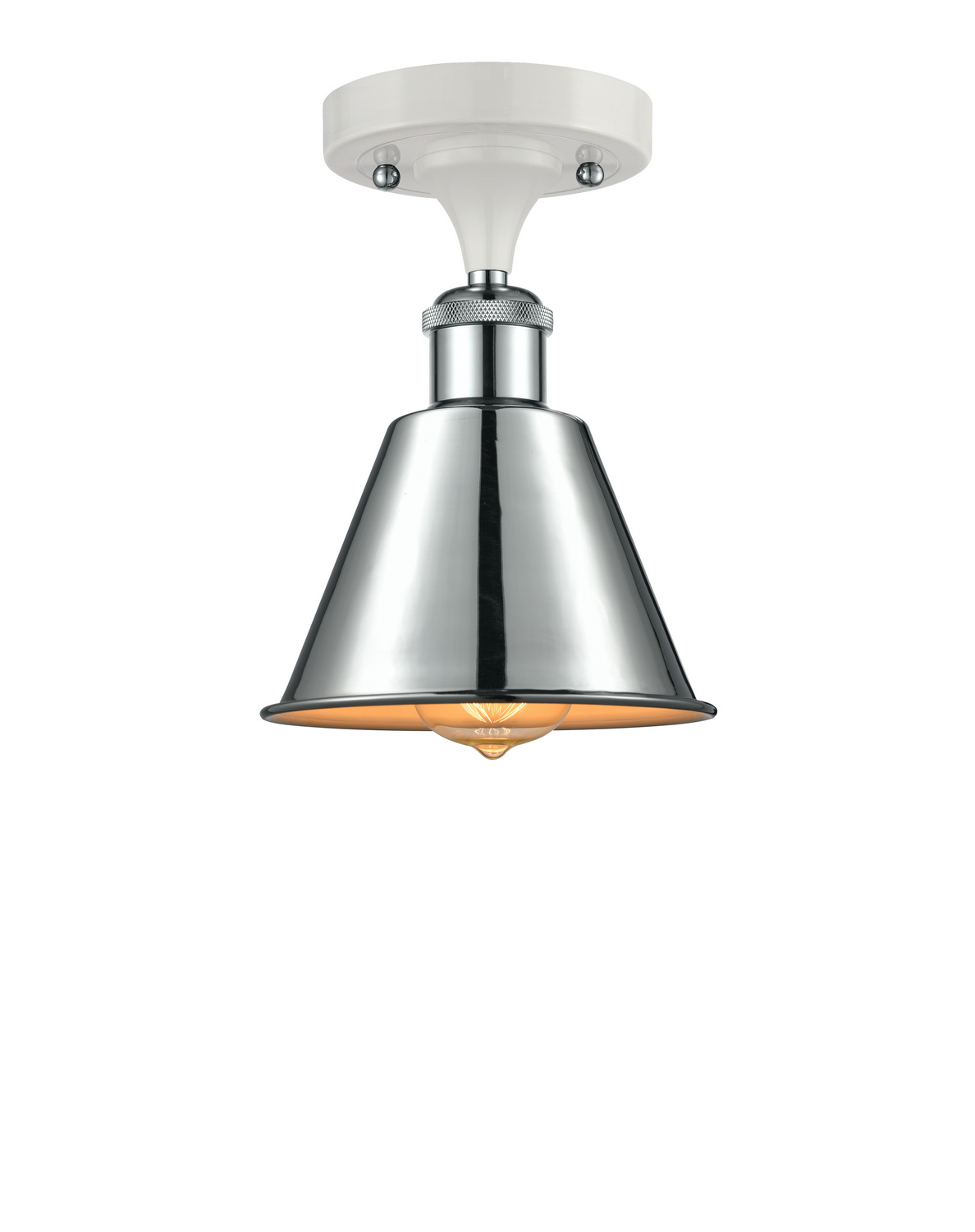 One Light Semi-Flush Mount by Innovations - Ballston Collection, White Polished Chrome Finish - 516-1C-WPC-M8
