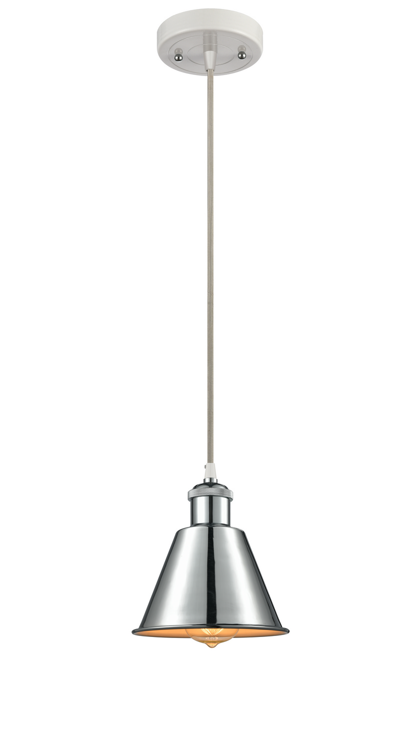 One Light Mini Pendant by Innovations - Ballston Collection, White Polished Chrome Finish - 516-1P-WPC-M8