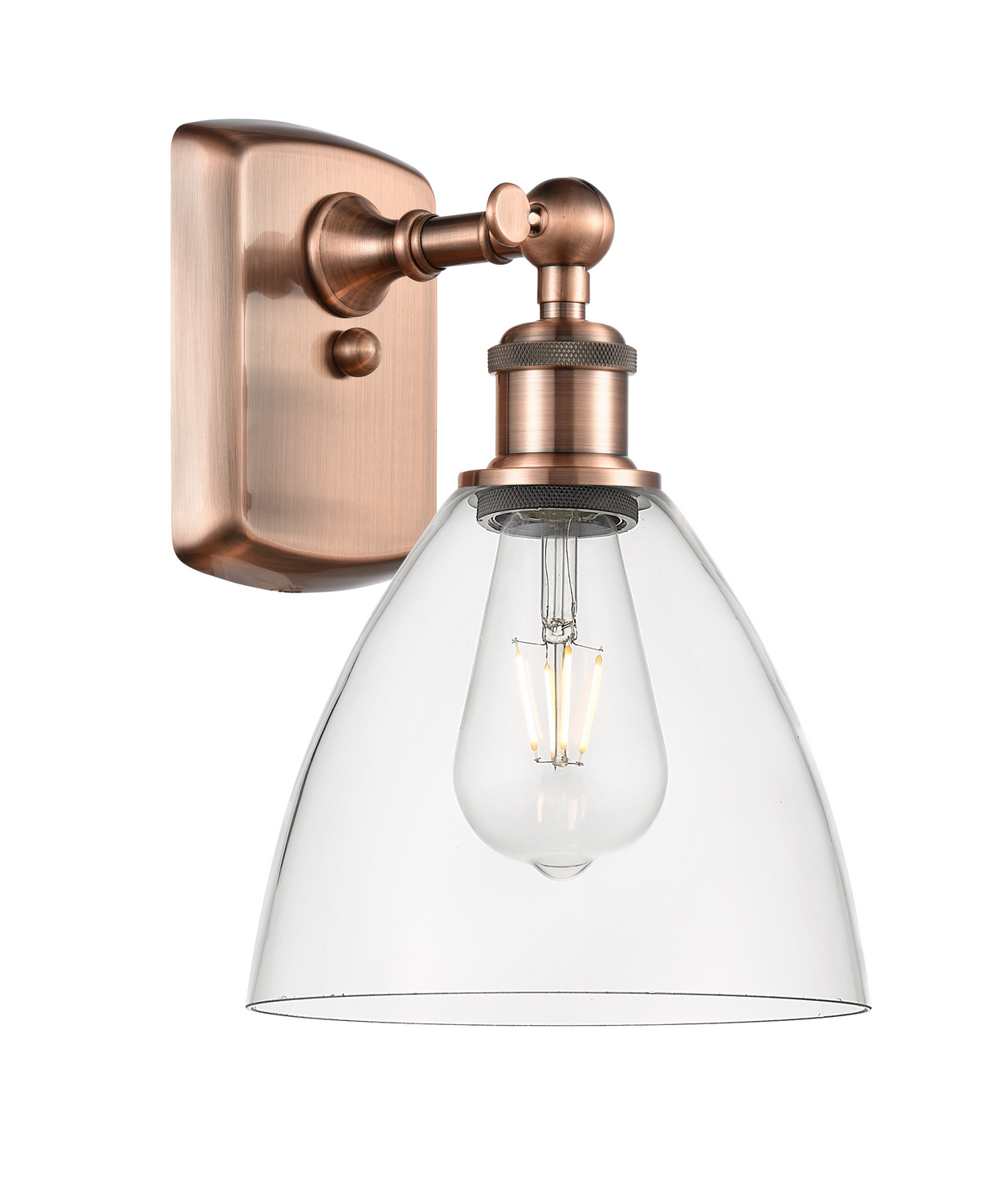 One Light Wall Sconce by Innovations - Ballston Collection, Antique Copper Finish - 516-1W-AC-GBD-752