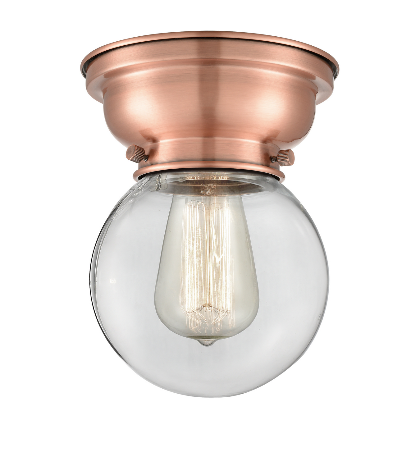 One Light Flush Mount by Innovations - Franklin Restoration Collection, Antique Copper Finish - 623-1F-AC-G202-6