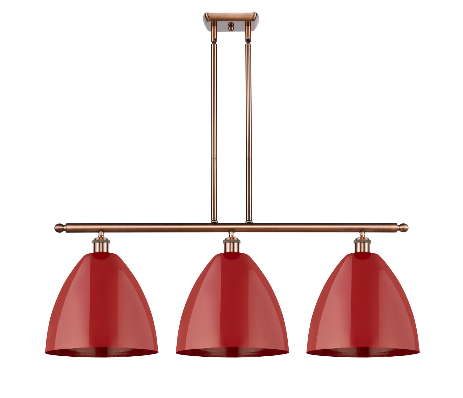 Three Light Island Pendant by Innovations - Ballston Collection, Antique Copper Finish - 516-3I-AC-MBD-12-RD