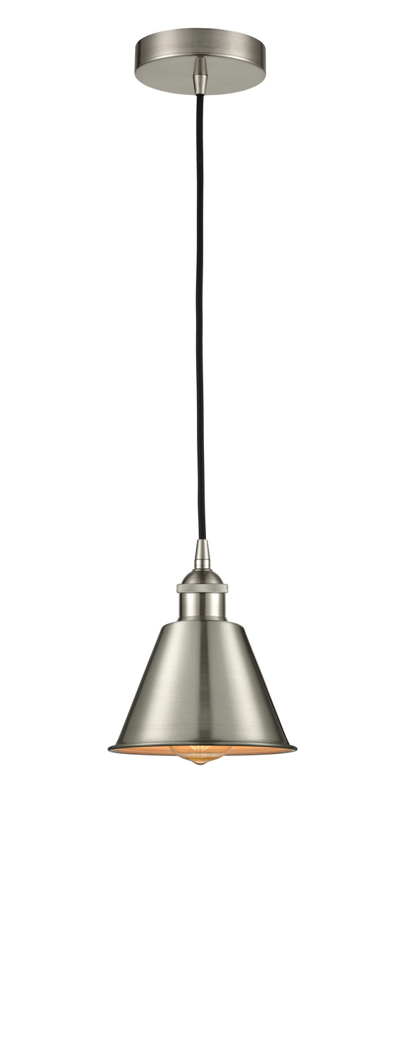 One Light Mini Pendant by Innovations - Edison Collection, Brushed Satin Nickel Finish - 616-1P-SN-M8