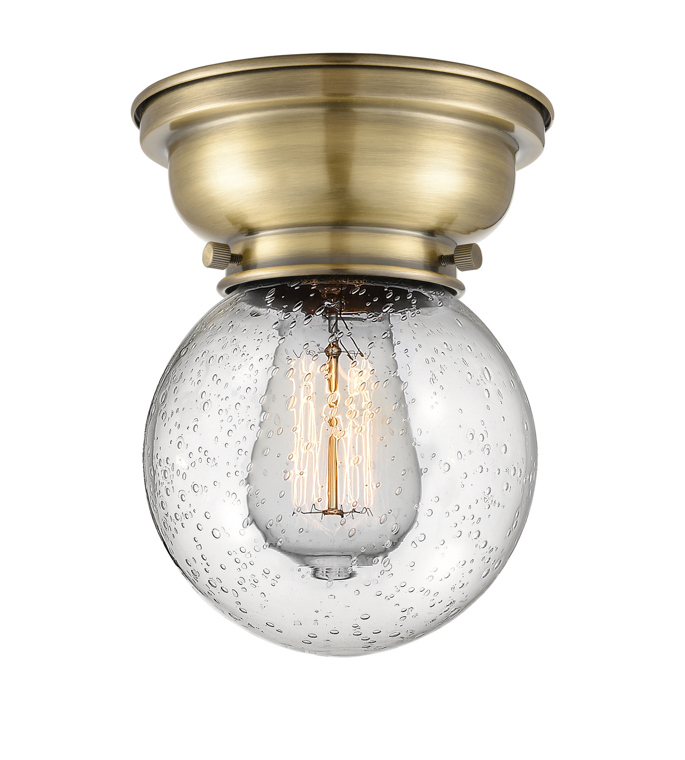 One Light Flush Mount by Innovations - Franklin Restoration Collection, Antique Brass Finish - 623-1F-AB-G204-6