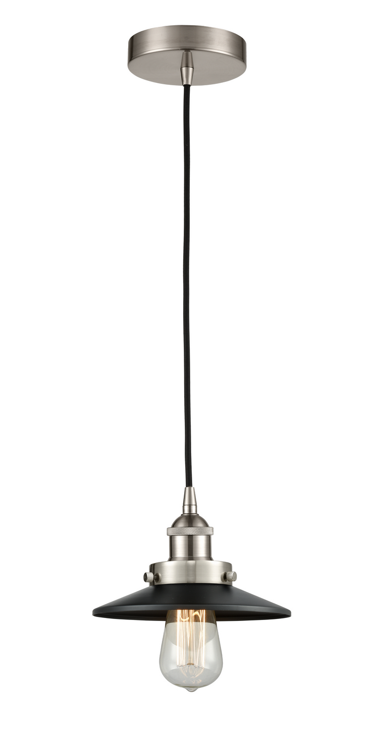 LED Mini Pendant by Innovations - Edison Collection, Brushed Satin Nickel Finish - 616-1PH-SN-M6-BK-LED