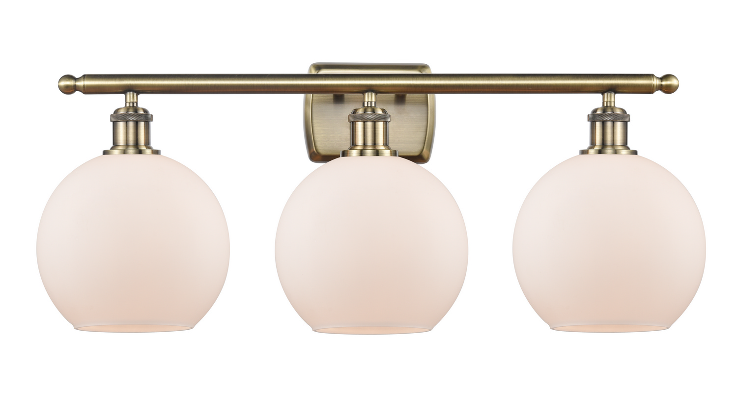 LED Bath Vanity by Innovations - Ballston Collection, Antique Brass Finish - 516-3W-AB-G121-8-LED