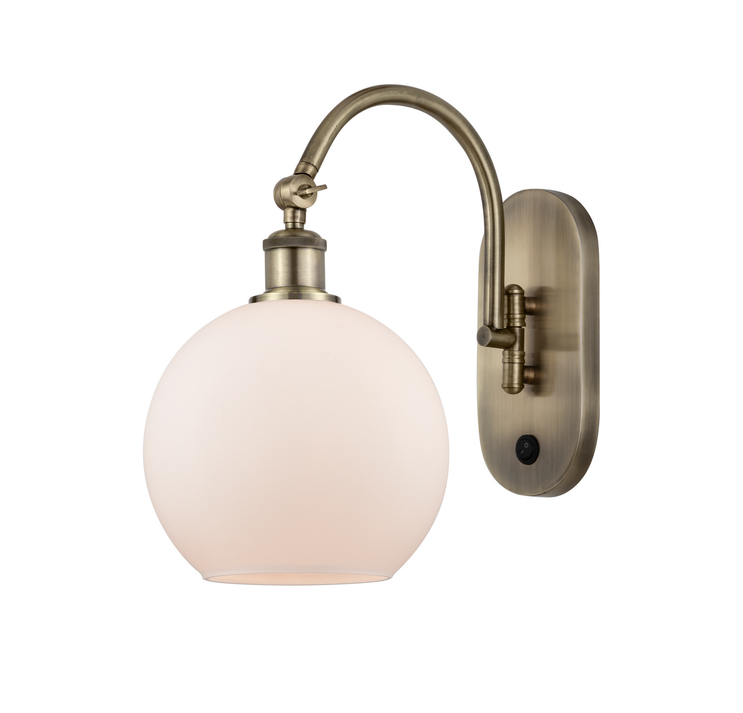 One Light Swing Arm by Innovations - Ballston Collection, Antique Brass Finish - 518-1W-AB-G121-8