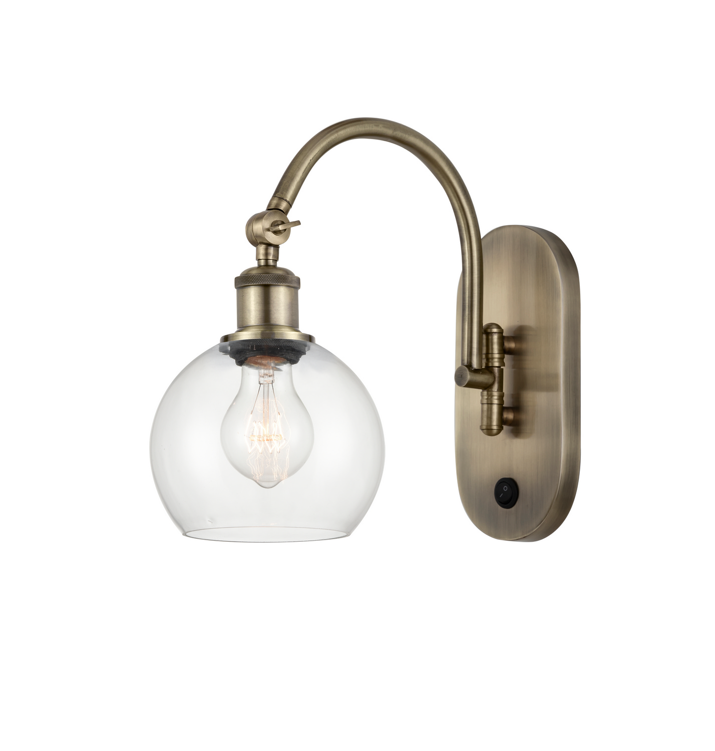 LED Swing Arm by Innovations - Ballston Collection, Antique Brass Finish - 518-1W-AB-G122-6-LED