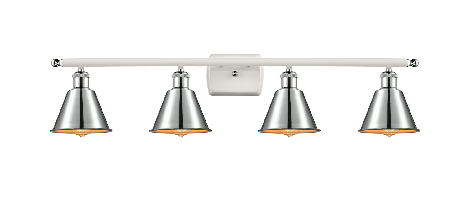 LED Bath Vanity by Innovations - Ballston Collection, White Polished Chrome Finish - 516-4W-WPC-M8-PC-LED